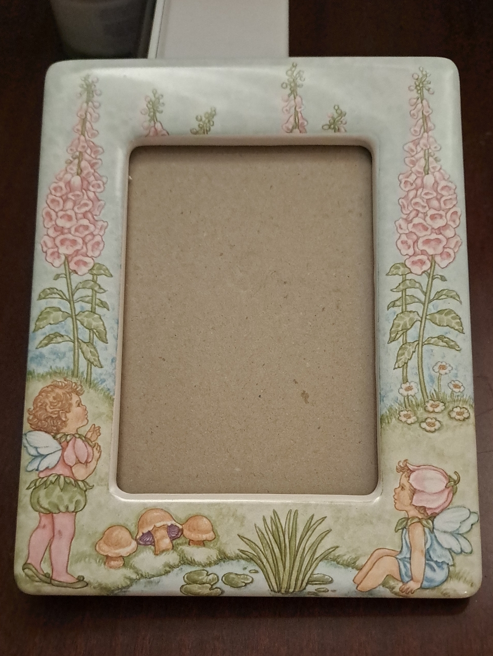 Hand-Painted Floral Fairy Ceramic Photo Frame - Pink